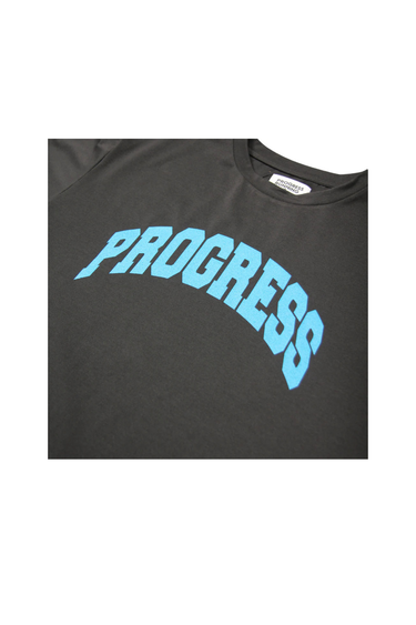 Progress Running Club Japan 'Progress' Arc Logo Short Sleeve Tech Line T-Shirt - Black / Blue