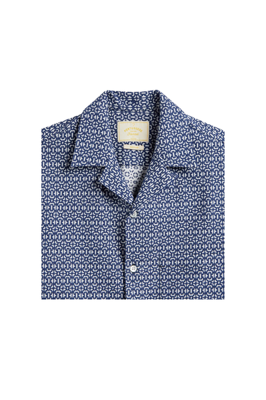 PORTUGUESE FLANNEL ABSTRACT TILE SHIRT - BLUE