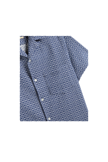 PORTUGUESE FLANNEL ABSTRACT TILE SHIRT - BLUE