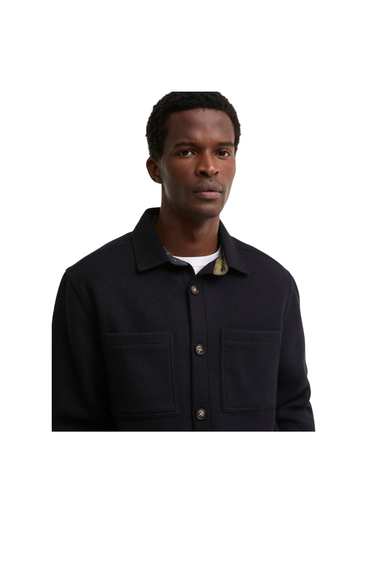 Barbour Marltown Tailored Wool-Blend Overshirt - Navy Marl
