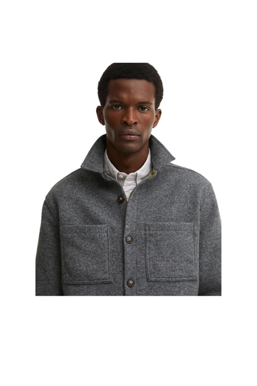 Barbour Marltown Tailored Wool-Blend Overshirt - Dark Grey Marl