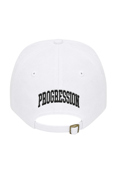 PROGRESS RUNNING CLUB JAPAN 'SCRIPT LOGO' CAP - WHITE / BLACK