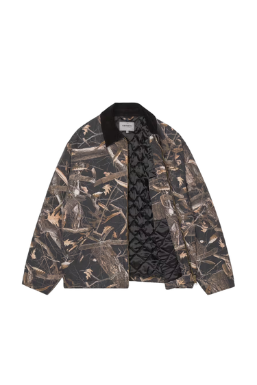 Carhartt WIP OG Detroit Jacket - Camo Feather Tree, Black / Black, Heavy stone wash
