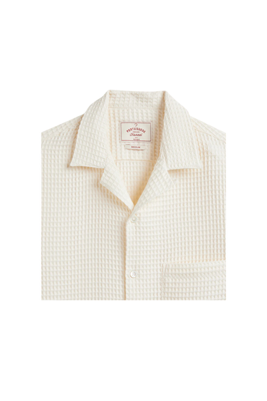 PORTUGUESE FLANNEL HONEY COMB SHIRT - WHITE