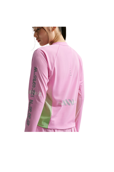 Nike Swift Long Sleeve (Women's) Running Top - Pink Rise/Illusion Green/Sail