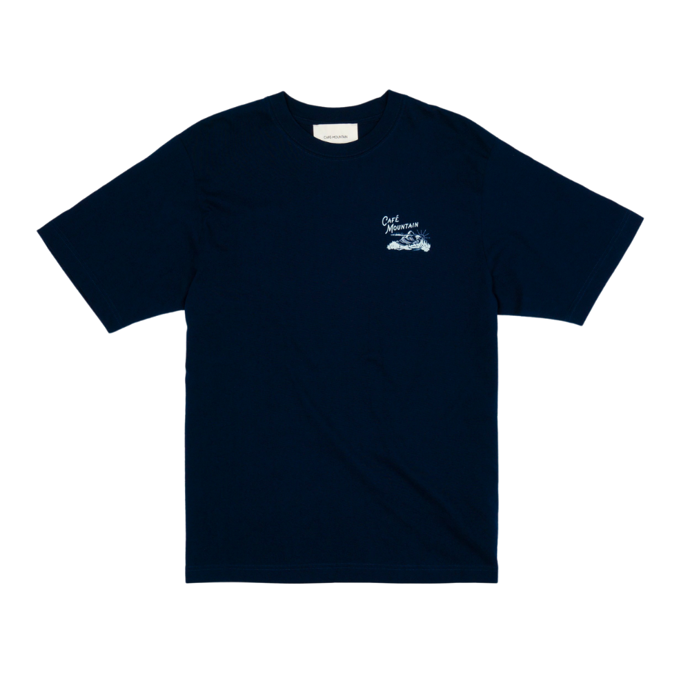 Cafe Mountain Legacy T-Shirt In Navy And Natural