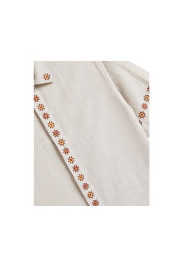 Portuguese Flannel Sprout Embroidery Shirt - Natural