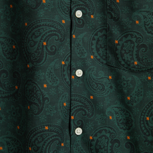 Portuguese Flannel Green Paisley Jacquard Shirt
