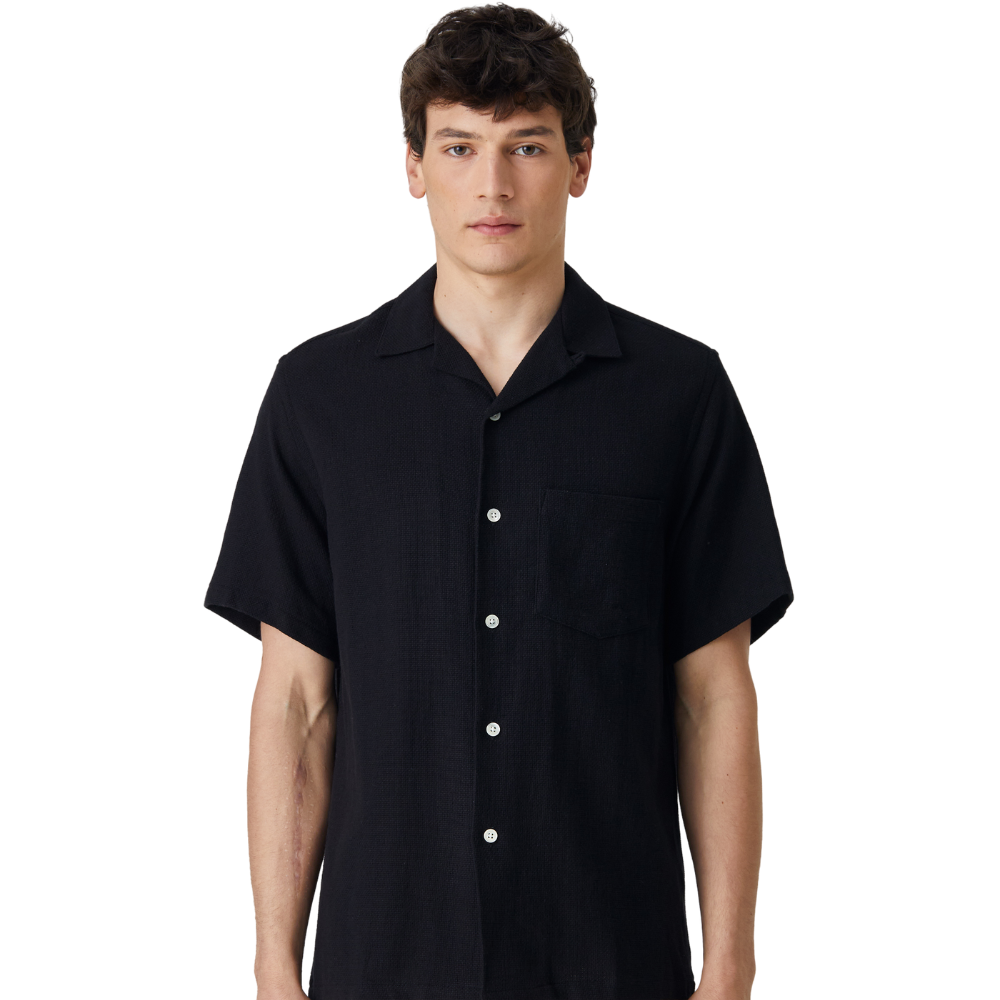 Portuguese Flannel Pique Shirt In Black