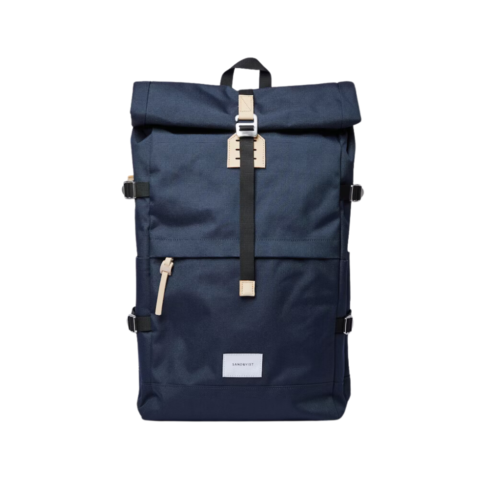 Sandqvist Bernt Navy And Natural Leather Backpack