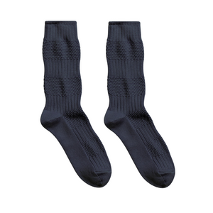 Far Afield Textured Stripe Socks in Navy