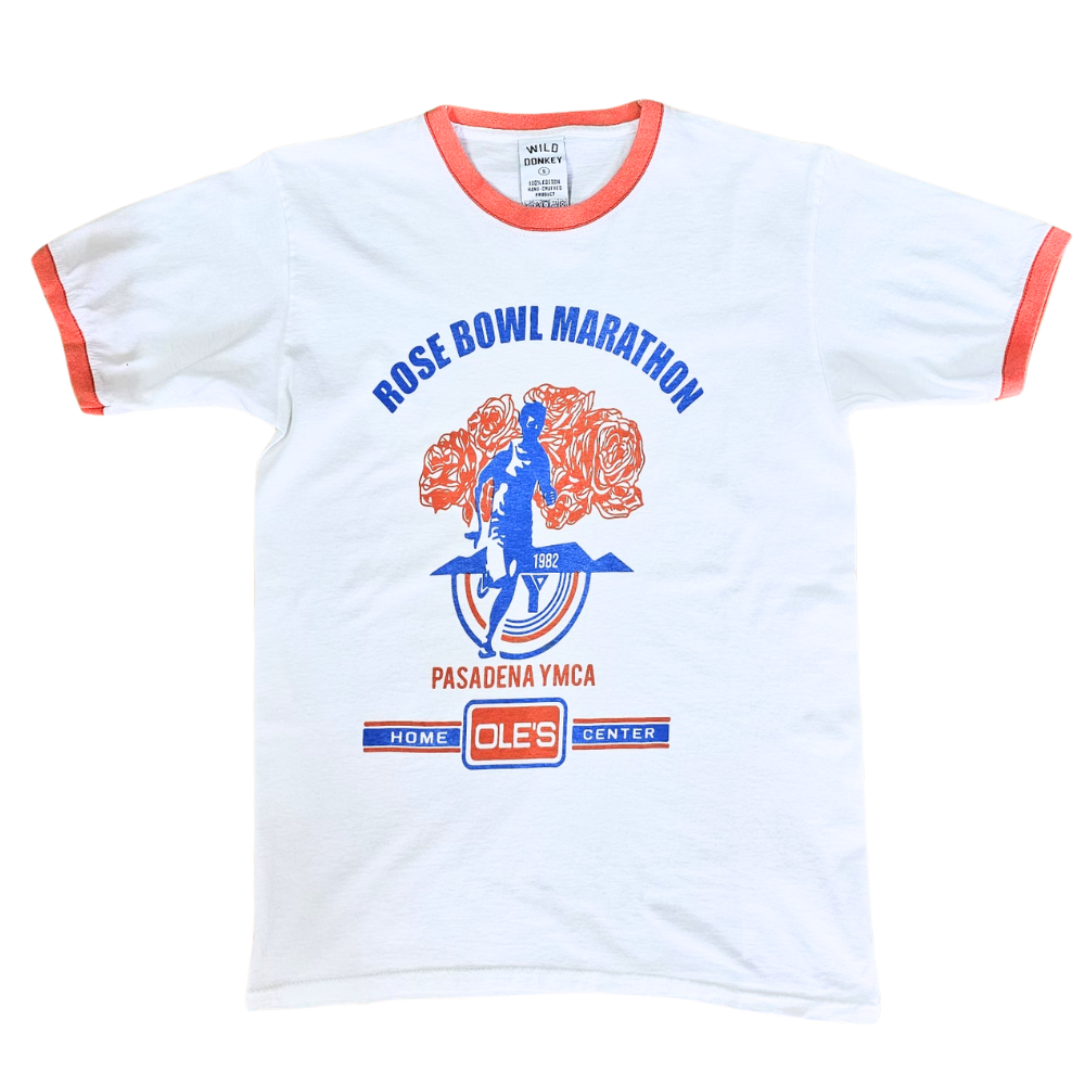 Wild Donkey Marathon T-Shirt in Strong Washed White and Red