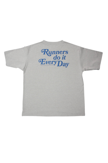 Progress Running Club Japan 'Runners Do It Every Day' Short Sleeve Tech Line T-Shirt - Grey / Blue