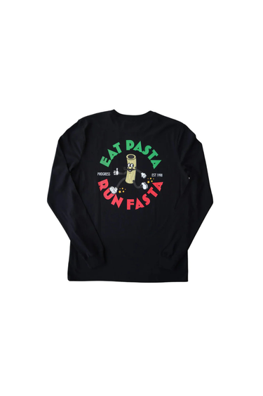 Progress Running Club 'Eat Pasta' Long Sleeve T-Shirt - Black
