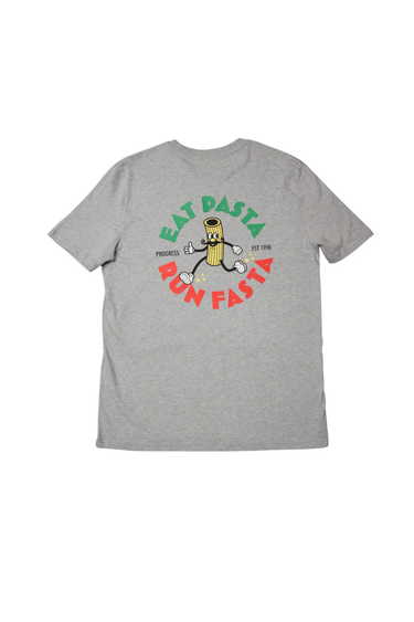 Progress Running Club 'Eat Pasta' Short Sleeve T-Shirt - Grey