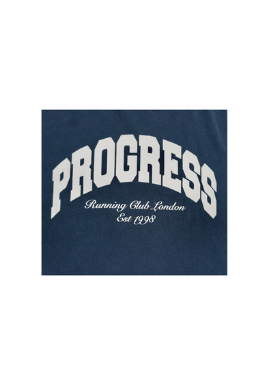 Progress Running Club 'Progress' Arc Logo Short Sleeve T-Shirt - Navy / White