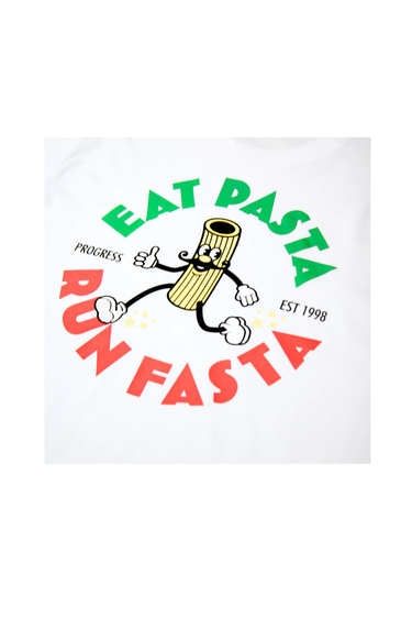 Progress Running Club 'Eat Pasta' Long Sleeve T-Shirt - White
