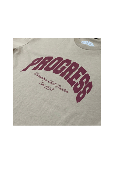 Progress Running Club 'Progress' Arc Logo Short Sleeve T-Shirt - Tan / Burgundy