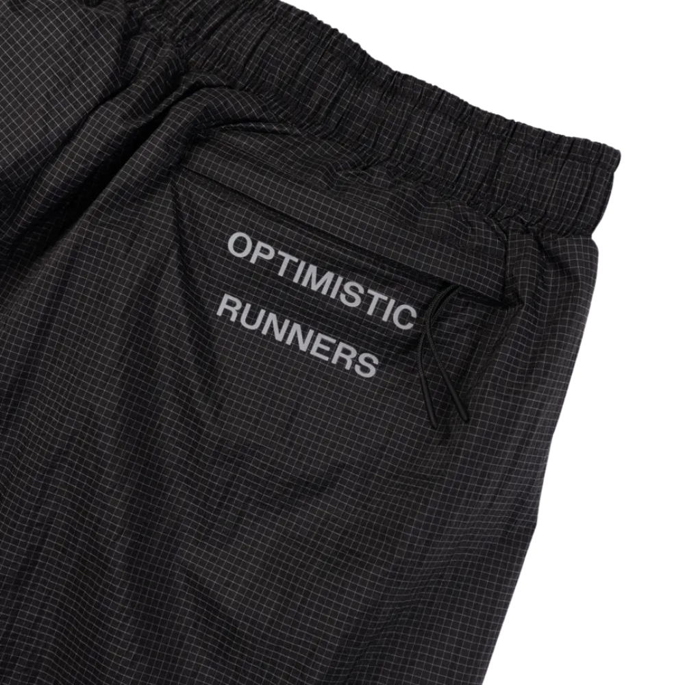 Optimistic Runners Glossy Rip-Stop Shorts - Black