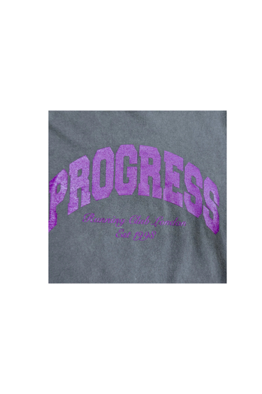 Progress Running Club 'Progress' Arc Logo Short Sleeve T-Shirt - Grey / Purple