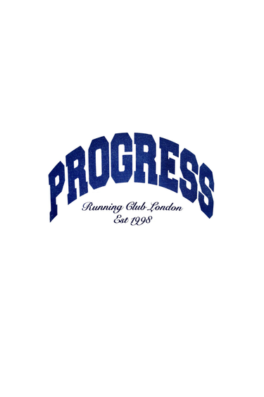 Progress Running Club 'Progress' Arc Logo Short Sleeve T-Shirt - White / Navy