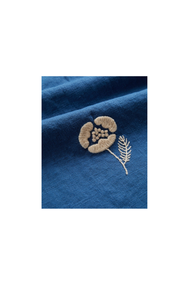 Portuguese Flannel Embroidery Nature Ramie - Blue