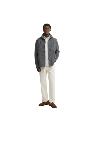 Barbour Marltown Tailored Wool-Blend Overshirt - Dark Grey Marl