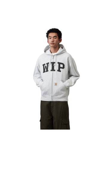 Carhartt WIP Hooded WIP Sweat Jacket - Ash Heather, Stone washed
