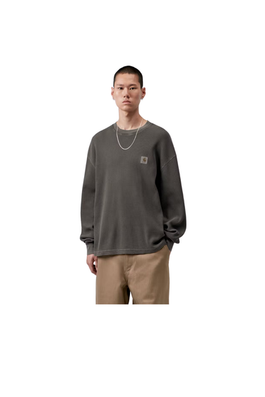 Carhartt WIP L/S Vista Waffle T-Shirt - Black Garment Dyed