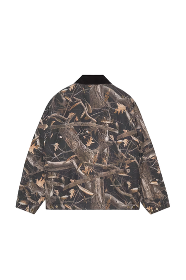 Carhartt WIP OG Detroit Jacket - Camo Feather Tree, Black / Black, Heavy stone wash