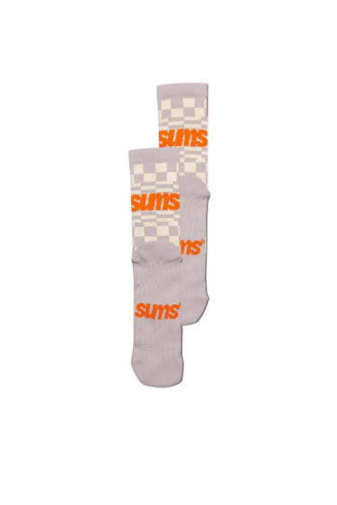 Sums Checkers Socks - Stone / Yellow