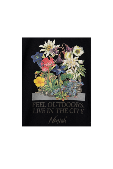 NANGA ECO HYBRID VINTAGE FLOWER TEE - BLACK