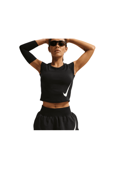 Nike Tempo Flow Swoosh Womens Dri-Fit Running Shorts - BLACK/REFLECTIVE SILV/WHITE