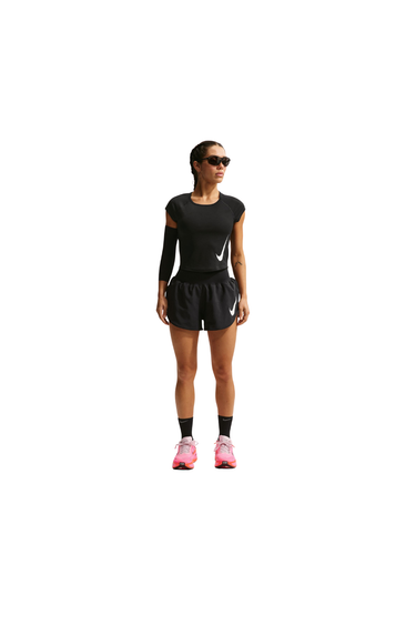 Nike Tempo Flow Swoosh Womens Dri-Fit Running Shorts - BLACK/REFLECTIVE SILV/WHITE