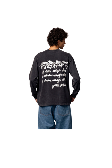 Goodies Sportive Les Chevaux Sauvages Long Sleeve Tee - Faded Grey