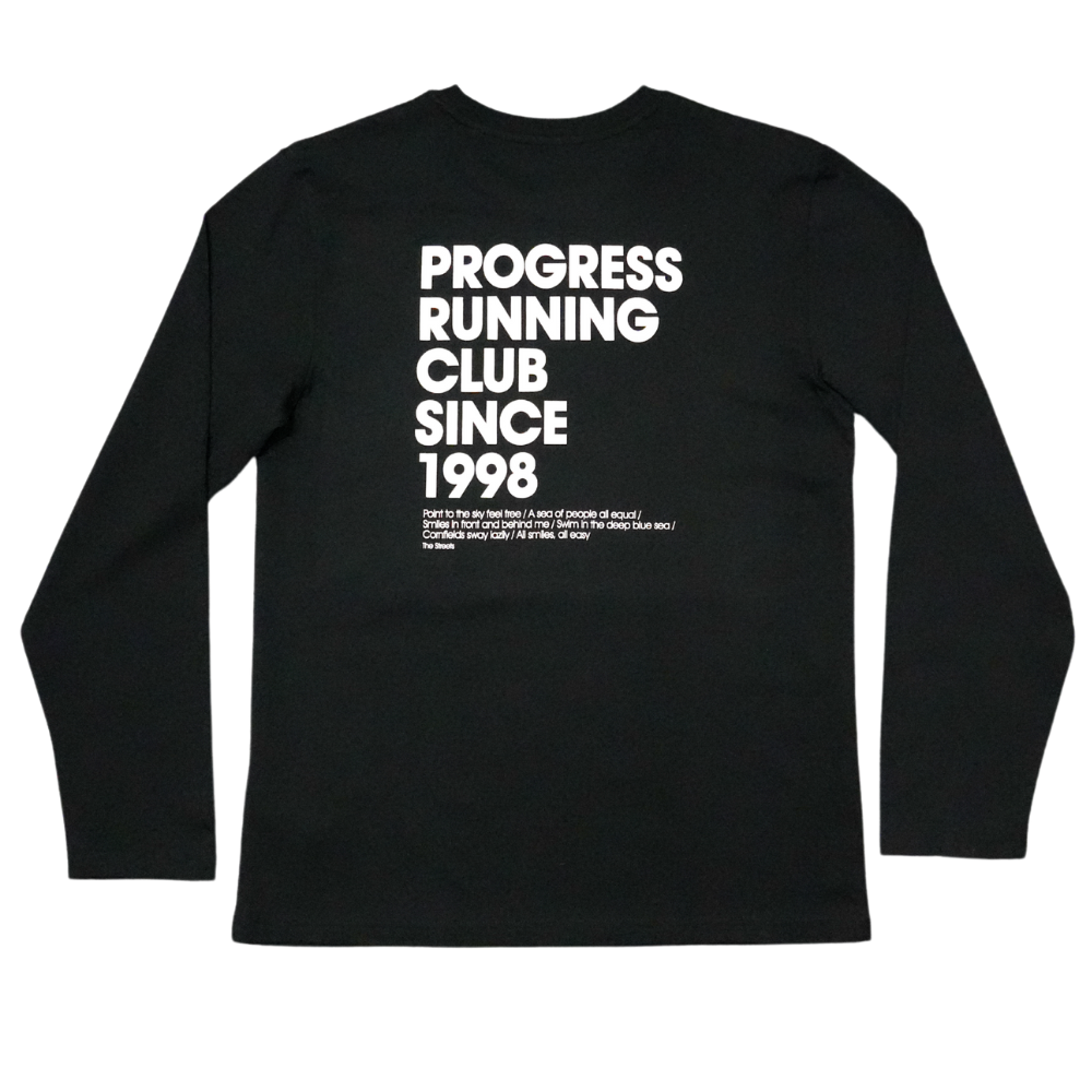 Progress Running Club Club Classic Longsleeve T-Shirt In Black And White