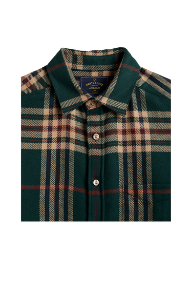 Portuguese Flannel Cervo Shirt - Green/Ecru