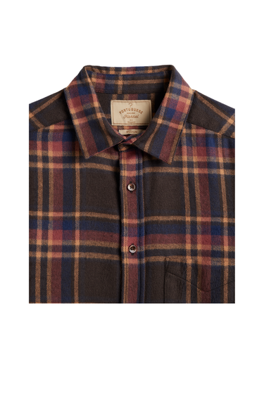 Portuguese Flannel Castor Shirt - Brown/Yellow/Bordeaux/Blue