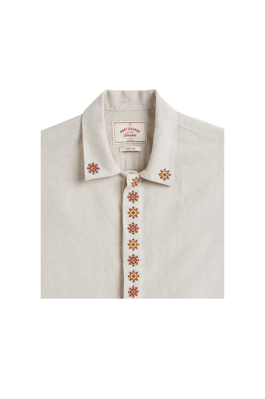 Portuguese Flannel Sprout Embroidery Shirt - Natural