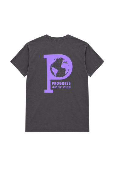 PROGRESS RUNNING CLUB JAPAN 'RUNS THE WORLD' TEE - CHARCOAL/PURPLE