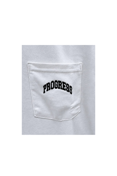 Progress Running Club Japan 'ARC LOGO' EMBROIDERY L/S POCKET TEE - WHITE/BLACK