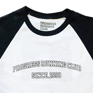 Progress Running Club Arc Varsity Tee Shirt In Black And White