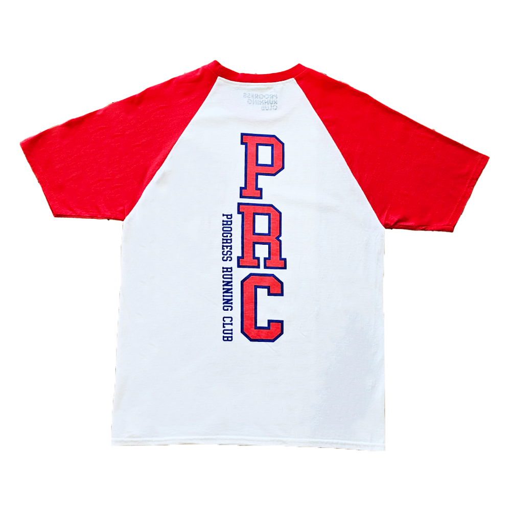 Progress Running Club Varsity Tee Shirt In Red And White