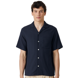 Portuguese Flannel Pique Shirt In Navy