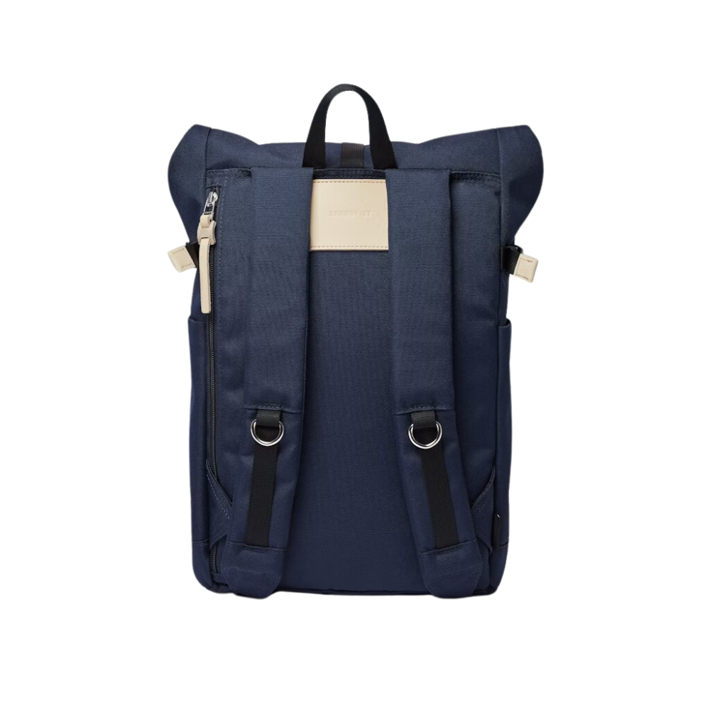 Sandqvist ILON Backpack In Navy And Natural Leather