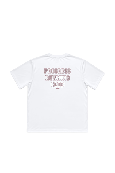 PROGRESS RUNNING CLUB JAPAN 'RUNNING P' TECH TEE - WHITE / PINK