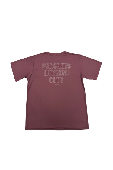 PROGRESS RUNNING CLUB JAPAN 'RUNNING P' TECH TEE - DARK PINK / GREY