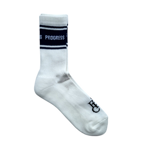 Progress Running Club Club Classic Socks in White and Navy