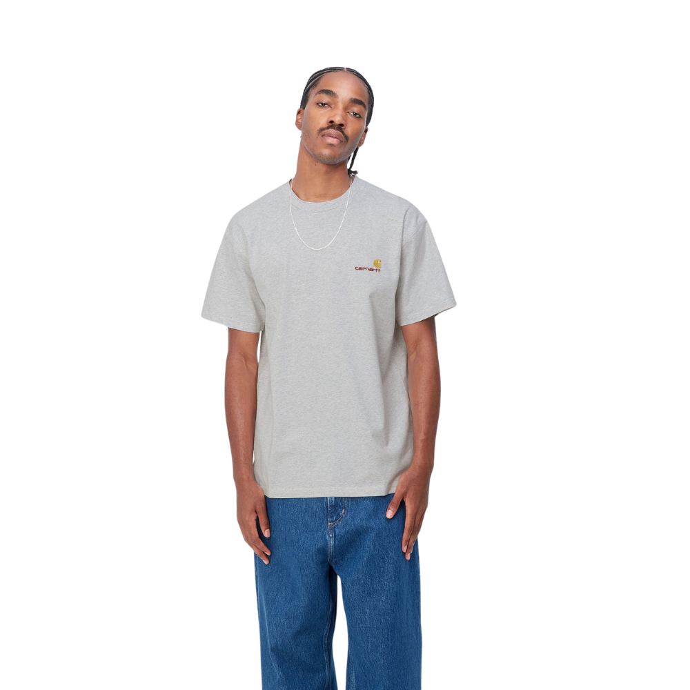 Carhartt WIP American Script T Shirt In Ash Heather