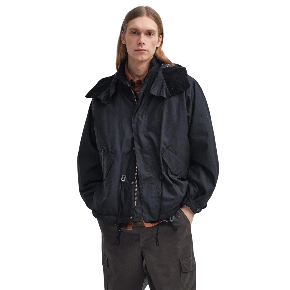 Barbour Short Waxed Wind Parka In Black